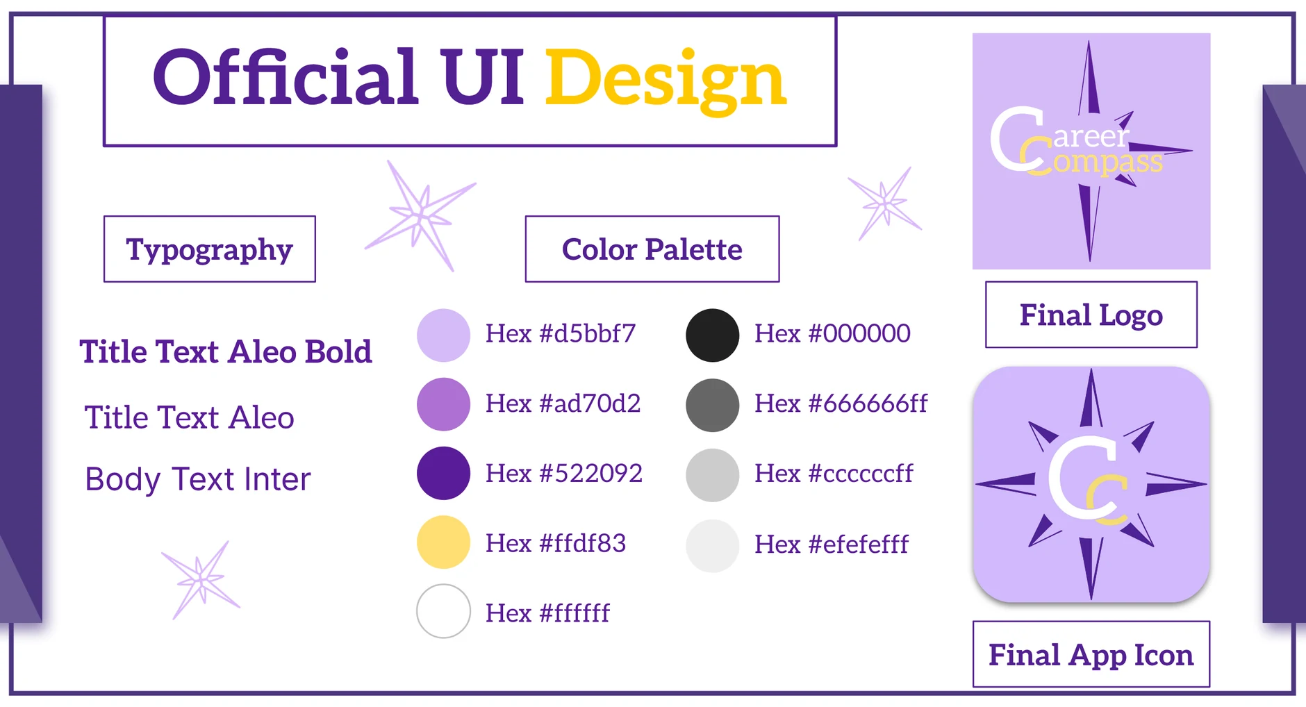 Official UI design: typography, colour palette, logo and app icon