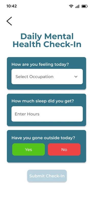 Daily mental health check-in screen